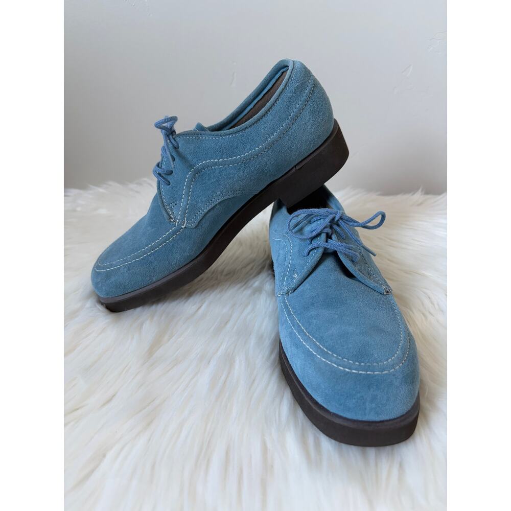 New Women’s Hush Puppies Blue Suede Oxford Dress Shoes Comfort Low Heel- Size 7M - Picture 2 of 6